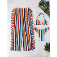 Polyester Bikini Imprimé Rayé multicolore Ensemble