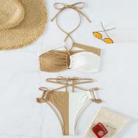 Spandex & Poliestere Bikiny Stampato Patchwork Khaki Nastavit