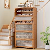 Fiberboard met gemiddelde dichtheid & Moso Bamboe & Acryl Schoenen Rack Organizer Brown stuk