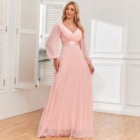 Chiffon Lange avondjurk Solide Roze stuk