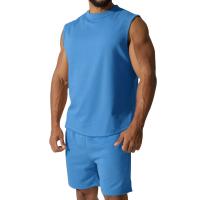 Polyester & Cotton Men Casual Set & loose short pants & tank top Solid Set