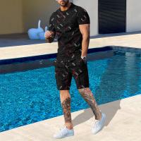 Chemical Fiber & Polyester Men Casual Set & two piece short pants & short sleeve T-shirts printed Set