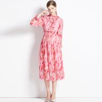 Polyester Robe d’une seule pièce Imprimé Floral Rose pièce