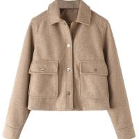 Polyester Women Coat & loose khaki PC