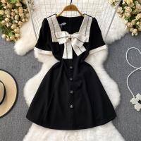 Polyester Robe d’une seule pièce modèle bowknot Noir pièce