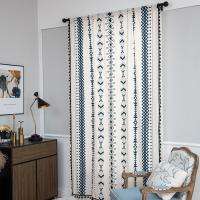 Tissu en coton Rideau Imprimé Géométrique Blanc pièce