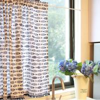 Polyester shading Curtain printed Fish Pattern white PC