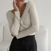 Radius & Spandex Vrouwen lange mouwen blouses Kaki stuk