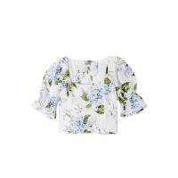 Katoen Vrouwen short sleeve blouses Afgedrukt stuk