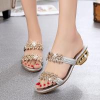 PU Leather Women Sandals & anti-skidding & with rhinestone :41 Pair