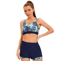 Polyester Ensemble Tankinis Imprimé motif de feuille bleu profond Ensemble