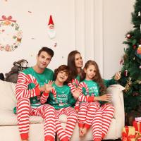 Polyester Parent-child Sleepwear christmas design & loose printed letter green Set