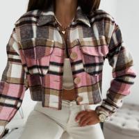 Polyester Frauen Mantel, Plaid, Rosa,  Stück