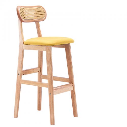 Linen & Rattan & Solid Wood & PU Leather Stool PC