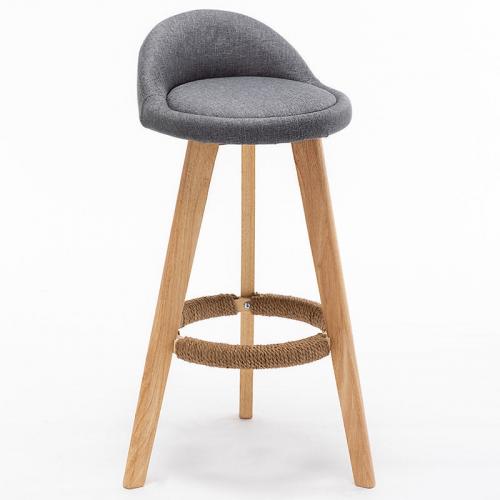 Waxed Leather & Linen & Sponge & Solid Wood Stool PC