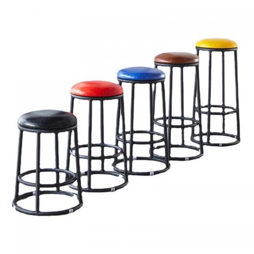 Waxed Leather & Pleuche & PU Leather Stool  PC