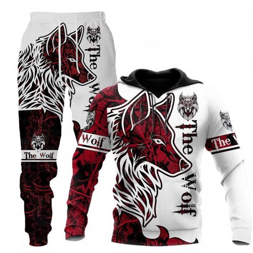 Polyester Men Casual Set & two piece Sweatshirt & Pants printed Set