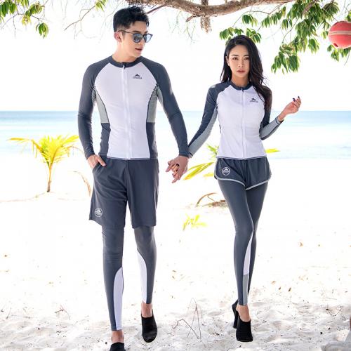 Poliamida Traje de buceo para parejas, impreso, labor de retazos, gris,  Conjunto