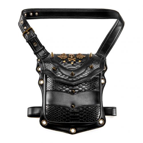 PU Leather Motorcycle Bag Shoulder Bag embossing & studded black PC