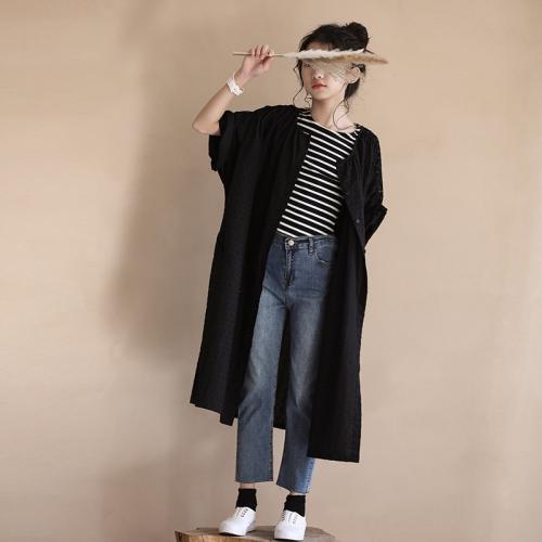 Cotton Parent-child Dress & loose Solid black PC