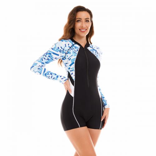 Polyamide Maillot de bain d’une seule pièce Imprimé Plaid noir et bleu pièce