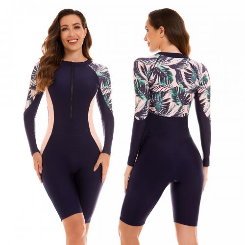 Polyamide Maillot de bain d’une seule pièce Imprimé motif de feuille Bleu marine pièce