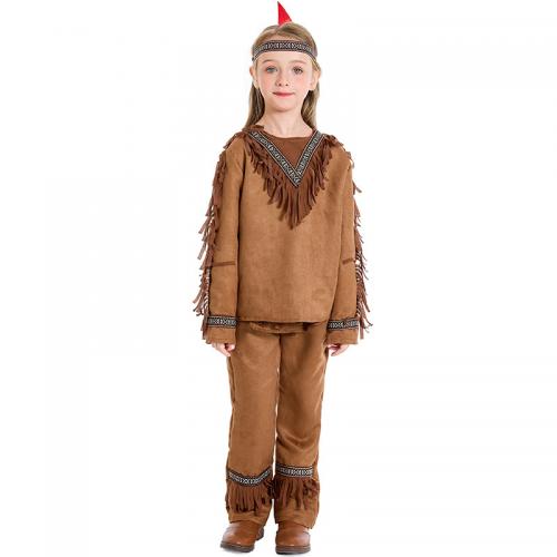 Polyester Kinderen Halloween Cosplay Kostuum Solide Brown Instellen