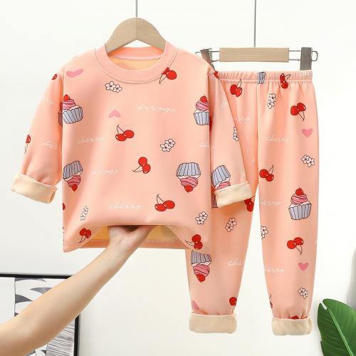 Polyester Kinder Pyjama Set, Hosen & Nach oben, Gedruckt, unterschiedliches Muster zur Auswahl, mehr Farben zur Auswahl,  Festgelegt