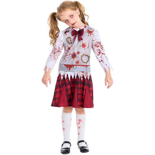 Polyester Children Halloween Cosplay Costume Halloween Design printed red PC