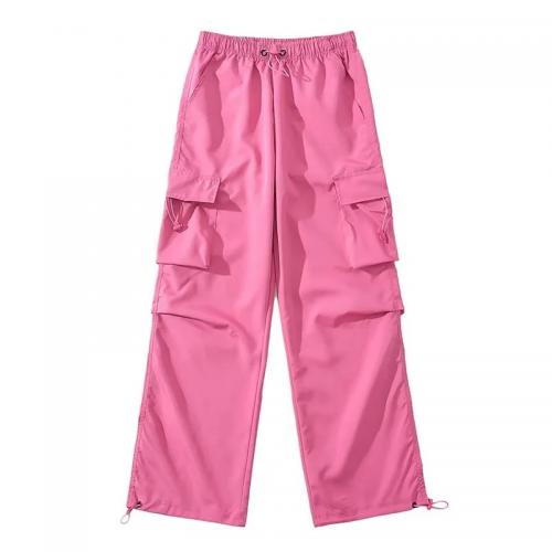 Polyester Women Long Trousers slimming & loose patchwork Solid PC