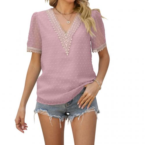 Polyester Vrouwen short sleeve blouses meer kleuren naar keuze stuk