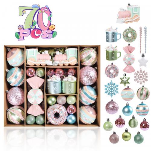 Polystyrene Christmas Tree Hanging Decoration Painted Set