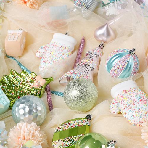 Polystyrene Christmas Tree Hanging Decoration Painted Set