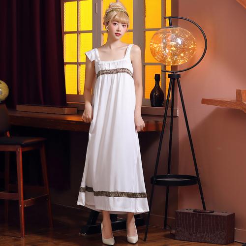 Polyester Robe slip Imprimé Blanc pièce