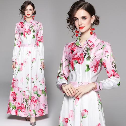 Poliéster Vestido de una pieza, impreso, floral, rosado,  trozo