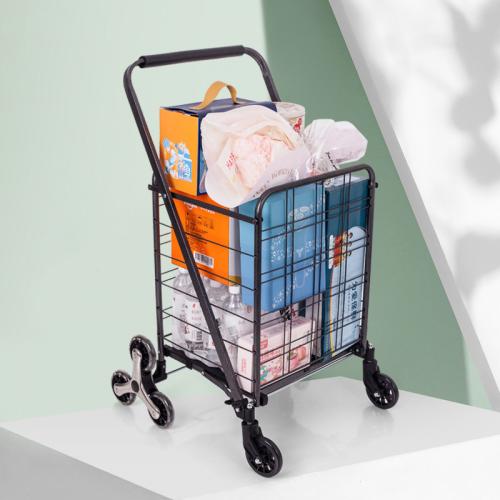 Metal & Polypropylene-PP foldable Shopping Trolley portable black PC