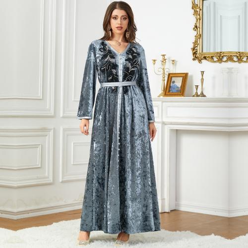 Pleuche Robe musulmane islamique du Moyen-Orient Gris pièce