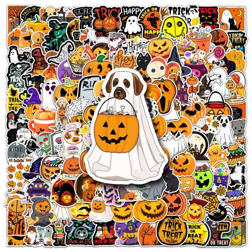 Pressure-Sensitive Adhesive & PVC Decorative Sticker Halloween Design & for home decoration & durable & waterproof mixed pattern mixed colors Bag