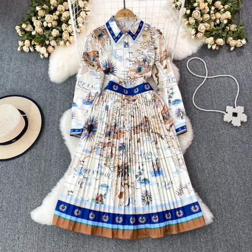 Jute Robe d’une seule pièce Imprimé Bleu pièce