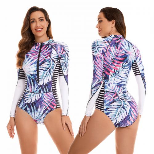 Polyester Maillot de bain d’une seule pièce Imprimé motif de feuille pièce