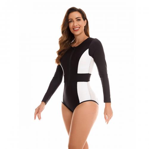 Polyester Maillot de bain d’une seule pièce blanc et noir pièce