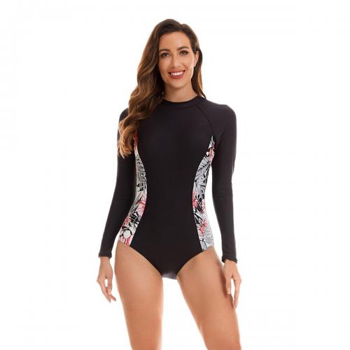 Polyester Maillot de bain d’une seule pièce Imprimé Floral Noir pièce