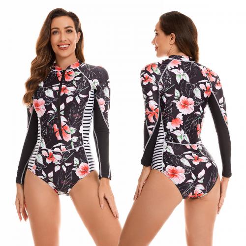 Polyester Maillot de bain d’une seule pièce Imprimé Floral Noir pièce