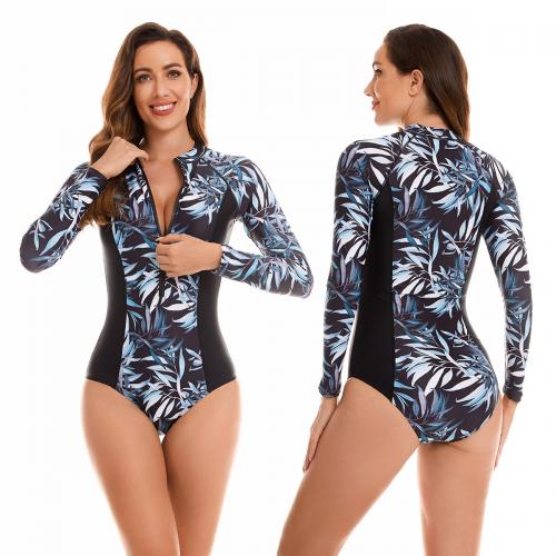 Polyester Maillot de bain d’une seule pièce Imprimé motif de feuille Bleu marine pièce