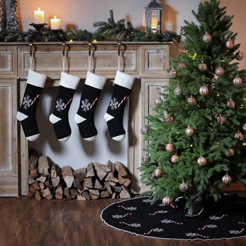 Acrylique Chaussettes de décoration de Noël Solide Noir pièce