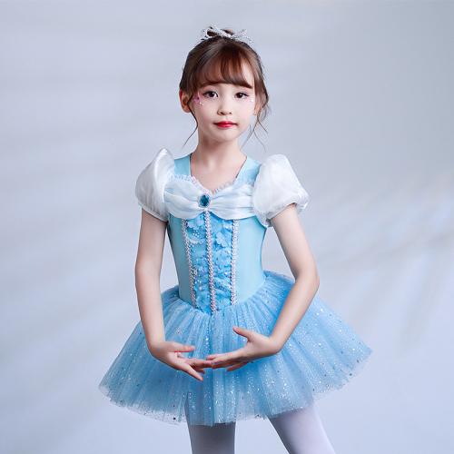 Polyester Costume de danse pour enfants Bleu pièce