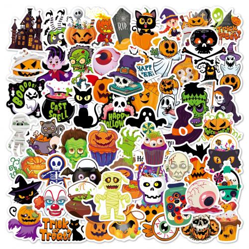 Pressure-Sensitive Adhesive & PVC Decorative Sticker Halloween Design & for home decoration & durable & waterproof mixed pattern mixed colors Bag