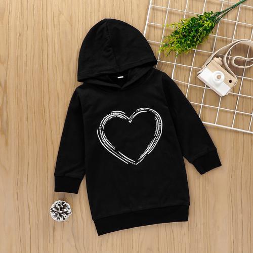 Cotton Girl Top printed heart pattern black PC