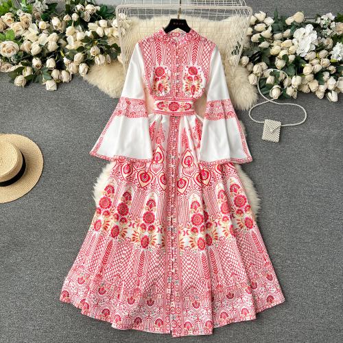 Polyester Einteiliges Kleid, Gedruckt, Floral, mehr Farben zur Auswahl,  Stück