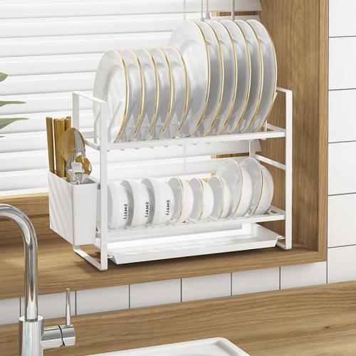 Carbon Staal & Polypropyleen-PP Keuken Drain Rack Witte stuk